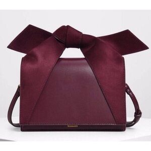 Charles & Keith Burgundy Bow Crossbody Purse NWOT